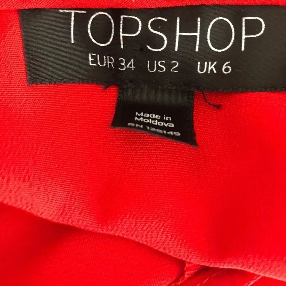 TOPSHOP Red Ruffle Button Down Slipdress Sz 2 - Picture 8 of 11